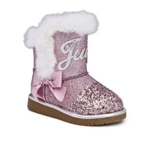 Juicy Couture Toddler Girl 8 Pink Glitter Faux Fur Windsor Boot w/ Bow